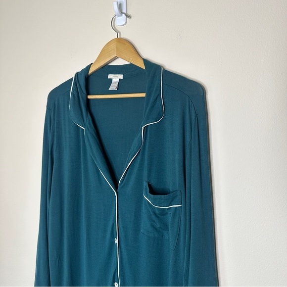 Eberjey Gisele TENCEL™ Modal Long PJ Set in Evergreen Size L - Picture 7 of 11